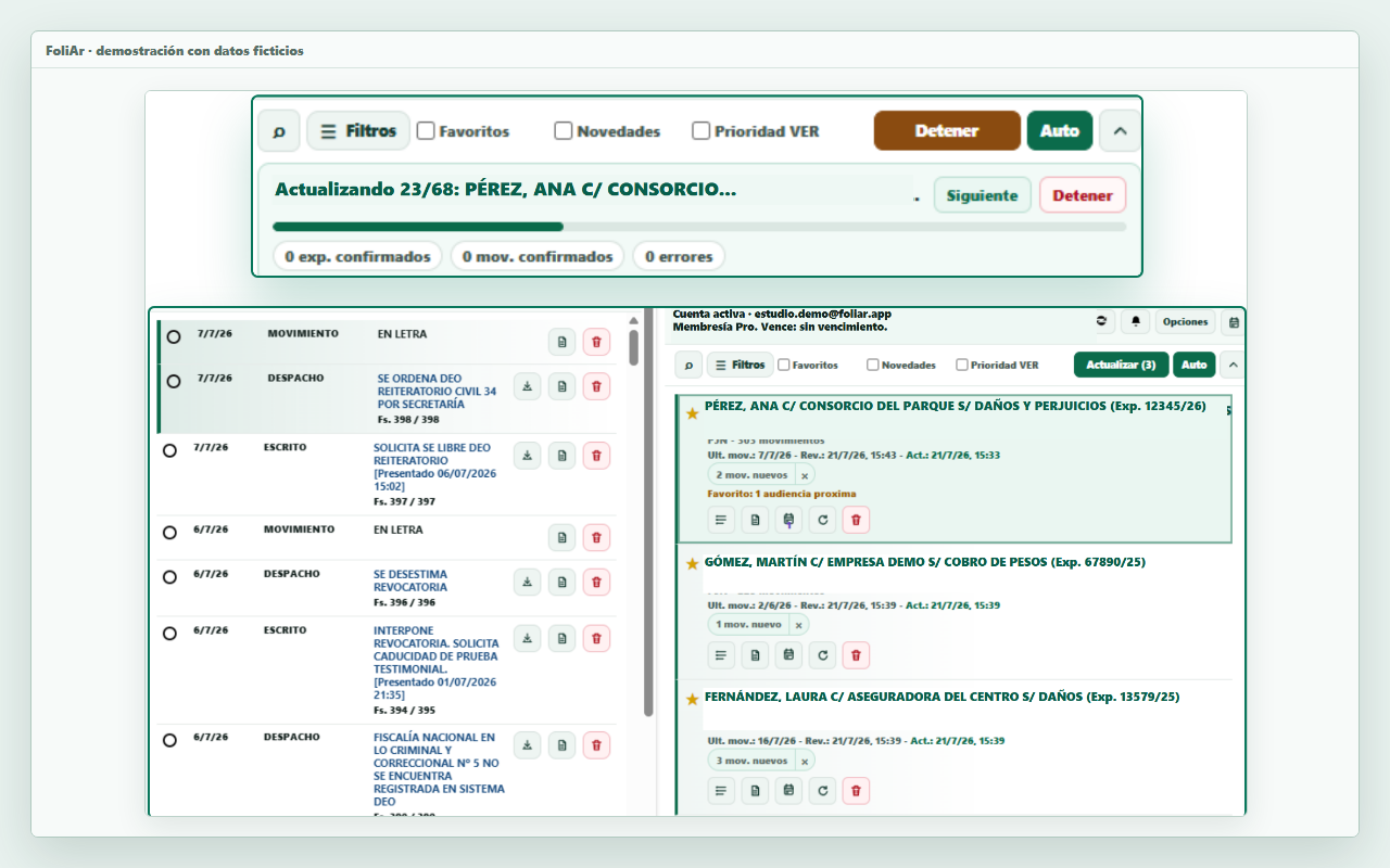 Actualizaci&oacute;n de novedades y movimientos nuevos en FoliAr